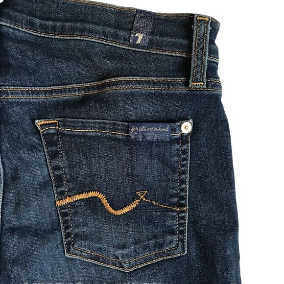 7 For All Mankind Gwenevere Blue Dark Denim Skinny Jeans Stretch BOHO Sz 26 SFAM - Picture 7 of 11